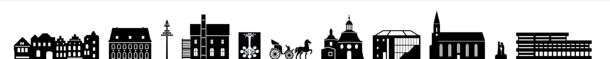 Silhouette markanter Gebäude und Wahrzeichen aus Telgte